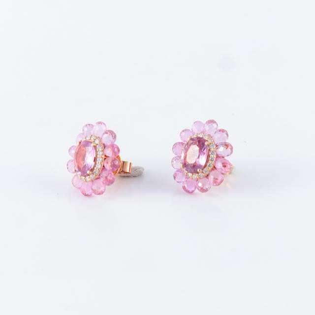 Boucles d'oreilles Boucles d'oreilles style Marguerite Saphirs roses 58 Facettes B1969