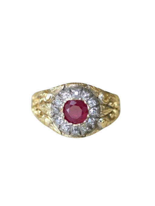 Bague Bague Marguerite Rubis Birman entourage diamants 58 Facettes