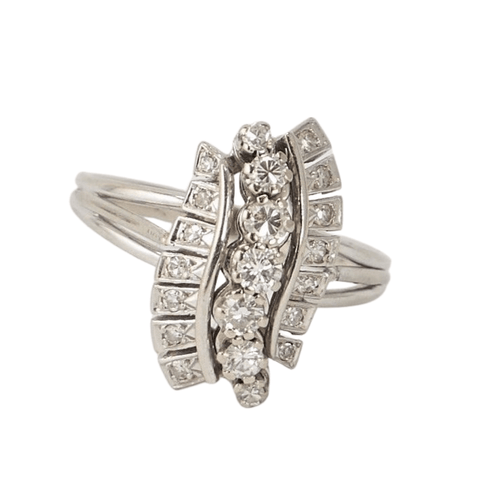 Bague Bague Or Gris Vague de Diamants 58 Facettes LOT 3685