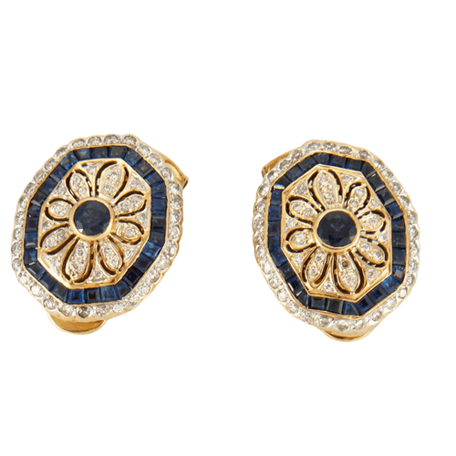 Boucles d'oreilles BOUCLES D'OREILLES OR JAUNE, DIAMANTS, SPAHIRS 58 Facettes