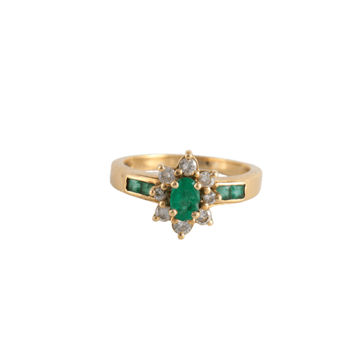 Bague 55 Bague Marguerite Emeraudes Diamants 58 Facettes FM53