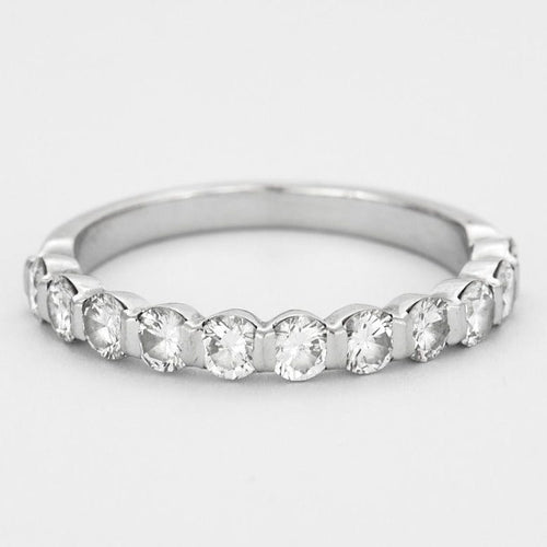 Bague Demie alliance en or gris et diamants 58 Facettes DV0523-1