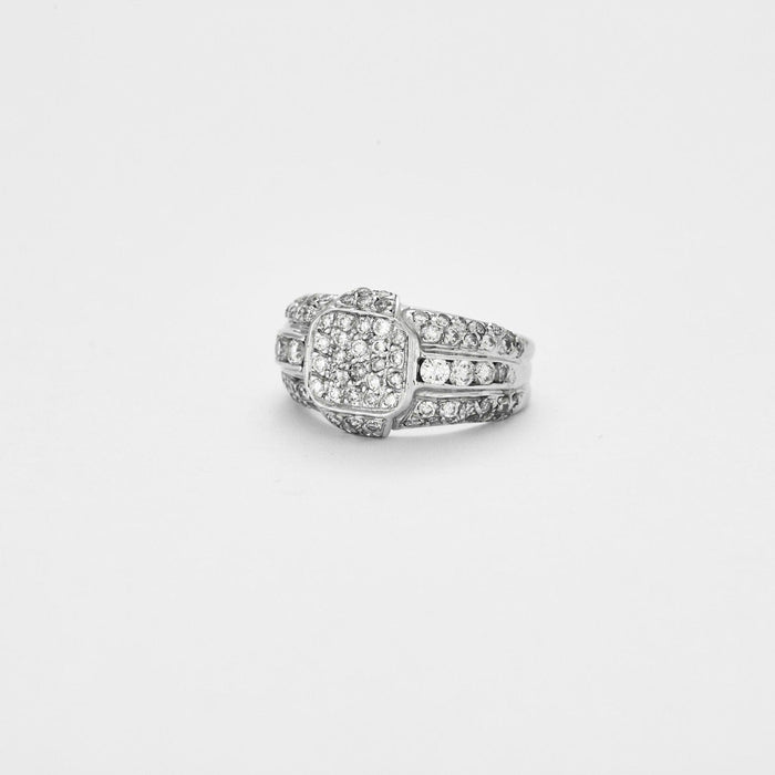Bague Bague chevalière en or gris, pavage diamants 58 Facettes DV0528-2