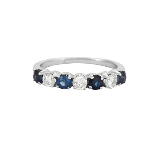 Bague Demi Alliance or blanc saphirs et diamants 58 Facettes DV0538-5