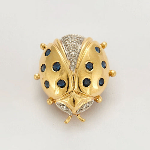 Broche Broche coccinelle en or jaune et or gris Saphir et Diamants 58 Facettes DV0534-8