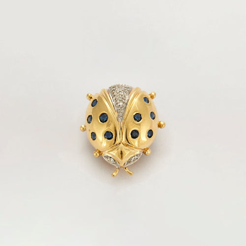 Broche Broche coccinelle en or jaune et or gris Saphir et Diamants 58 Facettes DV0534-8