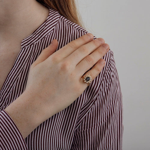 Bague Bague marguerite or jaune saphir et diamants 58 Facettes DV0548-1