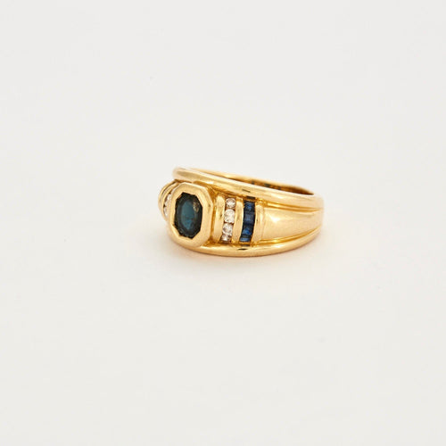 Bague Bague godronné saphir et diamants 58 Facettes DV0548-4