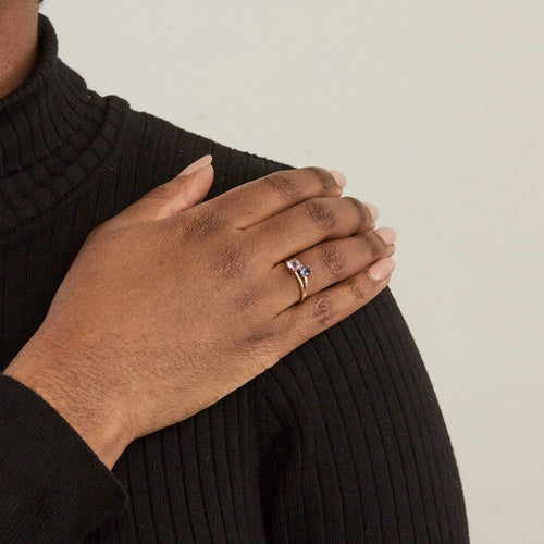 Bague Bague or rose, améthyste et cordiérite 58 Facettes DV1403-5