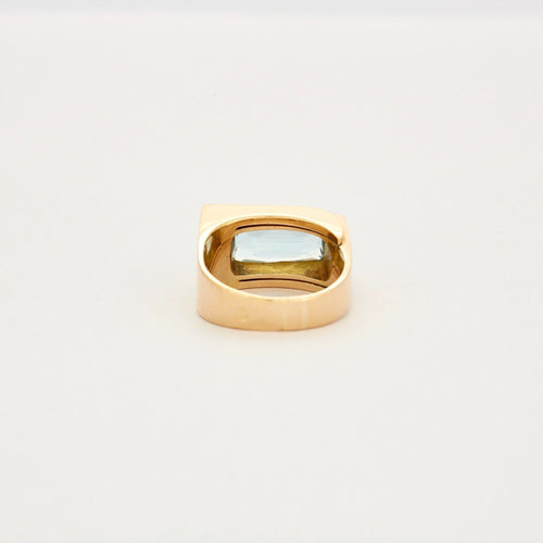 Bague Bague chevalière en or jaune et aigue marine 58 Facettes DV2021-1