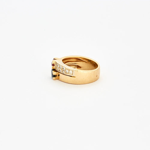 Bague Bague double godrons saphir, rubis et diamants 58 Facettes DV0563-2