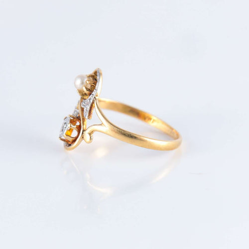 Bague 48 Bague Toi & Moi Perle diamant 58 Facettes JE216