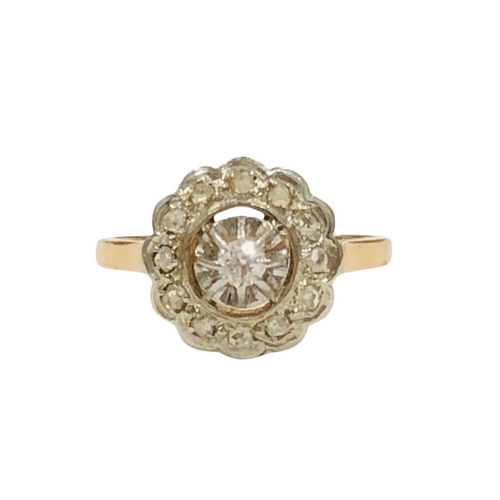 Bague 57 Bague fleur ancienne diamants 58 Facettes
