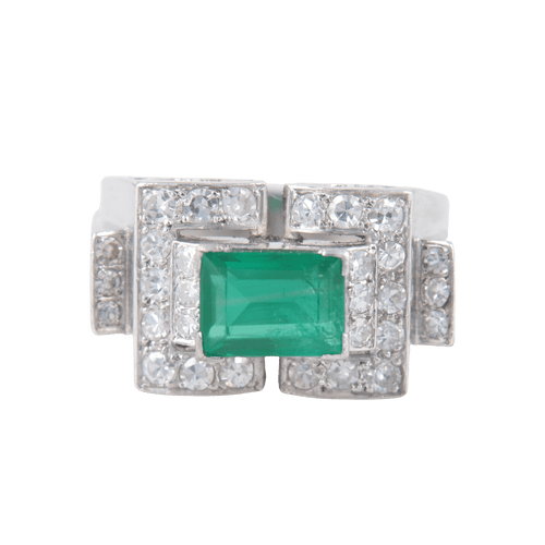 Bague Bague Tank Emeraude Diamants 58 Facettes 1