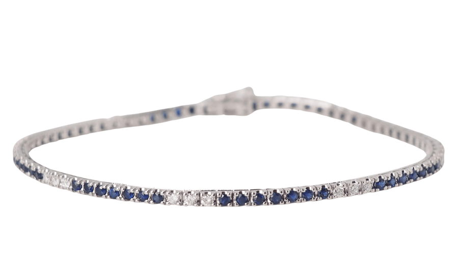 Bracelet Bracelet en or blanc saphirs et diamants 58 Facettes 32236