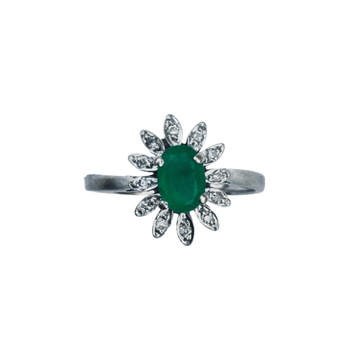 Bague 58 Bague Marguerite Emeraude Diamants 58 Facettes