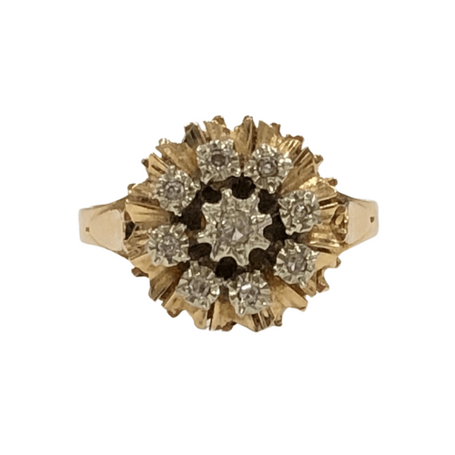 Bague 59.5 Bague fleur ancienne 9 diamants 58 Facettes