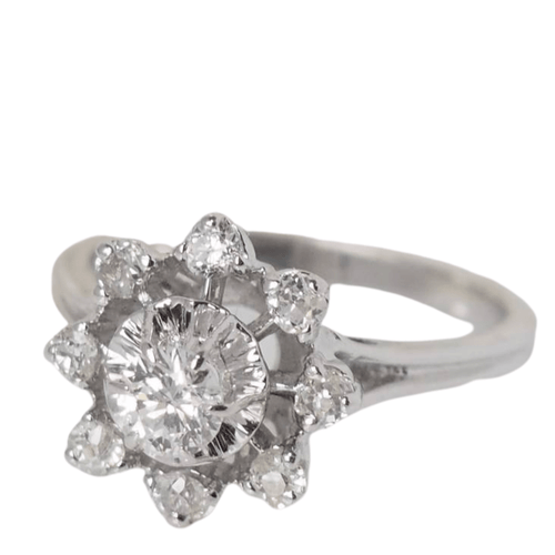 Bague 57 Bague marguerite en or blanc et diamants 58 Facettes 31930