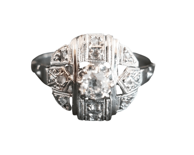 Bague 56 Bague Art Déco Diamants 58 Facettes