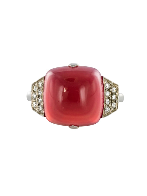 Bague 53 Bague Calcédoine pain de sucre et Diamants 58 Facettes 17-261-53-1