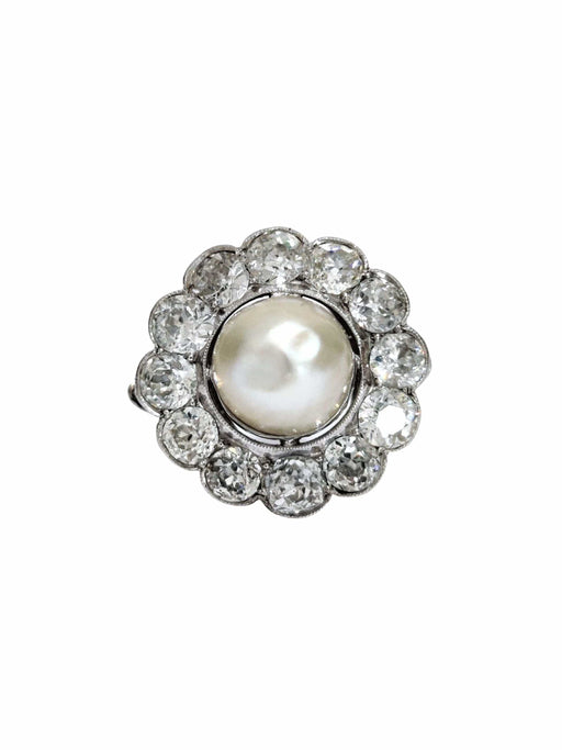 Bague 53 Bague marguerite platine perle et diamants 58 Facettes 1-883/1