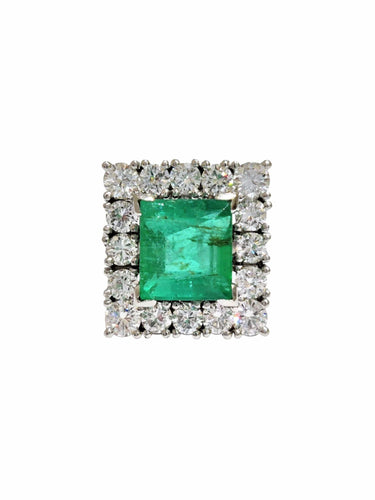 Bague 51 Bague platine émeraude entourage diamants 58 Facettes 1-775/4