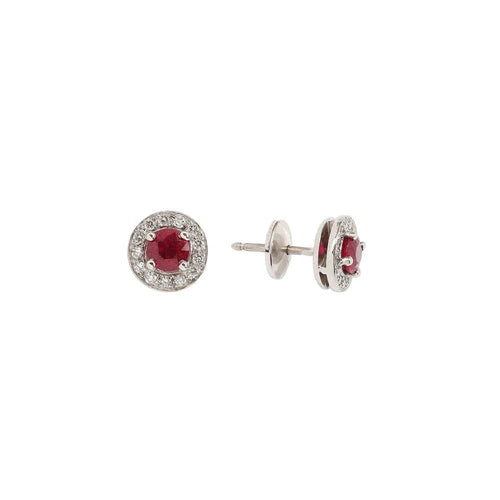 Boucles d'oreilles Boucles d'Oreilles Rubis Diamants Or Gris 58 Facettes BO232