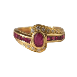 Bague 56 Bague Diamants Rubis baguettes 58 Facettes Ref1876