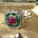 Bague Bague Argent Rubis Emeraudes et Diamants 58 Facettes Ref1595