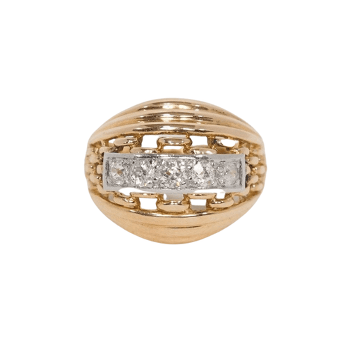 Bague 52 Bague Tank années 40 or jaune et diamants 58 Facettes 28393