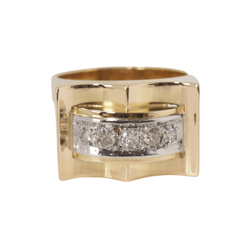 Bague 53 Bague Tank en or jaune et diamants 58 Facettes 28341