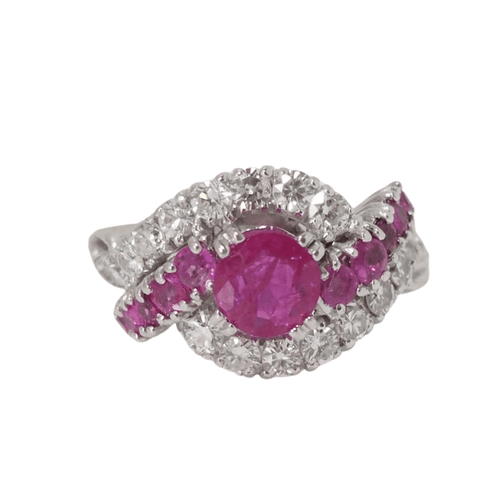 Bague 54 Bague en or blanc, rubis et diamants 58 Facettes 31778