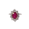 Bague Bague marguerite or blanc rubis ovale et diamants 58 Facettes 30987
