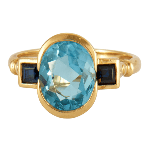 Bague 53 Bague en or jaune topaze & saphir 58 Facettes