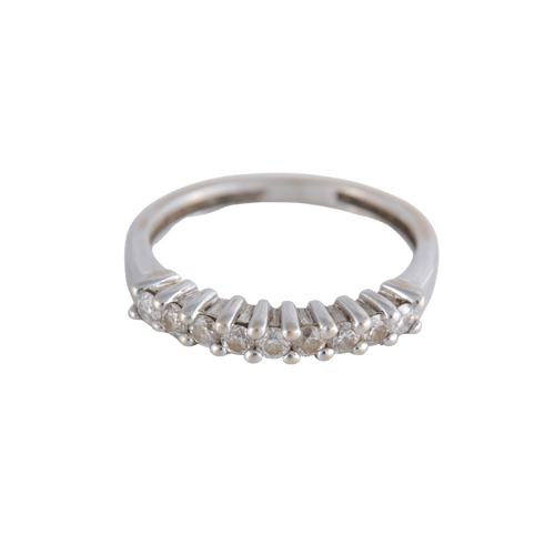 Bague 48 Demi-alliance 10 Diamants Or blanc 58 Facettes 1