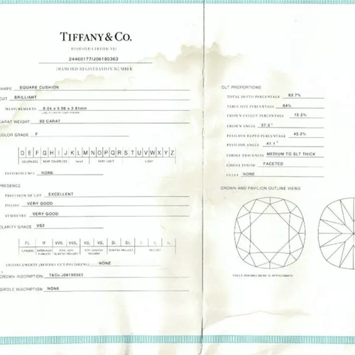 Bague 50 Bague Tiffany & Co. platine, diamant 0,93 carat. 58 Facettes 30552