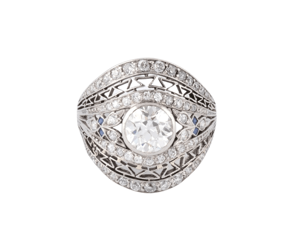 Bague Bague dôme ornée d'un diamant central 58 Facettes