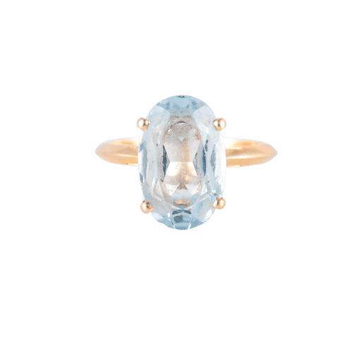 Bague 53 Bague Aigue-marine ovale 58 Facettes JE209