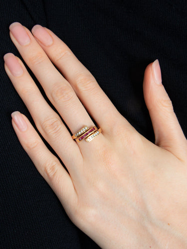 Bague 58 Bague Or jaune Diamants Rubis 58 Facettes