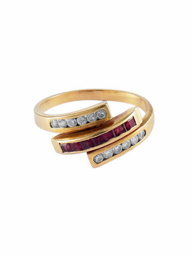 Bague 58 Bague Or jaune Diamants Rubis 58 Facettes