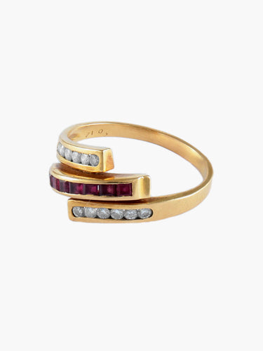 Bague 58 Bague Or jaune Diamants Rubis 58 Facettes