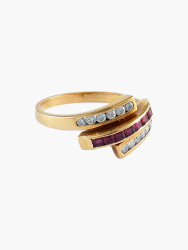 Bague 58 Bague Or jaune Diamants Rubis 58 Facettes