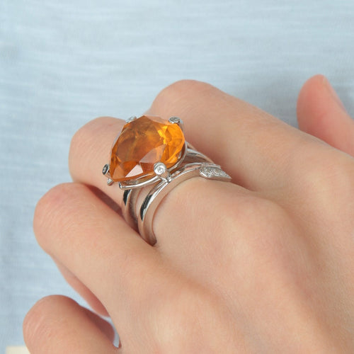 Bague 51.5 Bague Lorenz Baümer en Or, Citrine et Diamants 58 Facettes