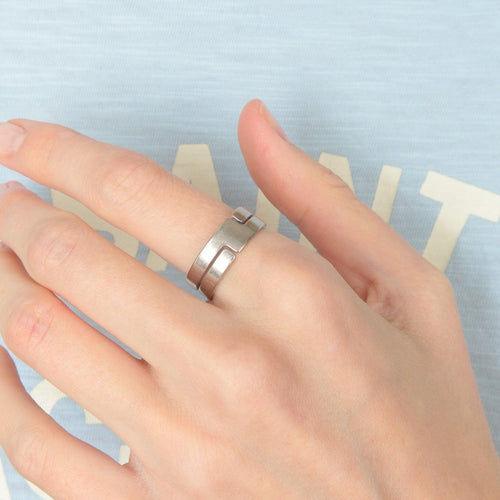 Bague 57 Bague Dinh Van Seventies moyen modèle en Or blanc 58 Facettes