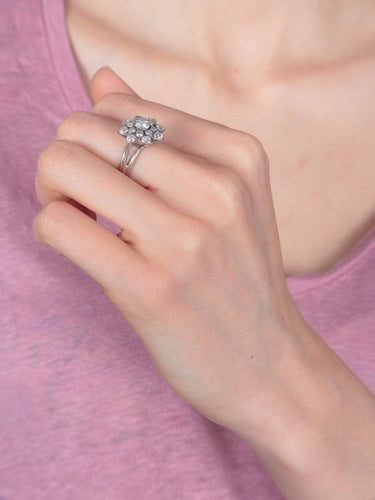 Bague Bague Fleur Diamants, Vers 1950 58 Facettes