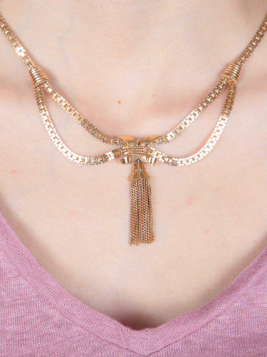 Collier Collier Pompon, Or Jaune 18 carats, Vers 1940-1950 58 Facettes