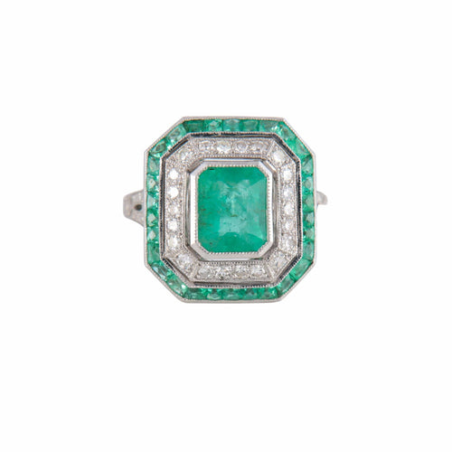 Bague 54 Bague Style Art Déco Emeraudes Diamants 58 Facettes 1