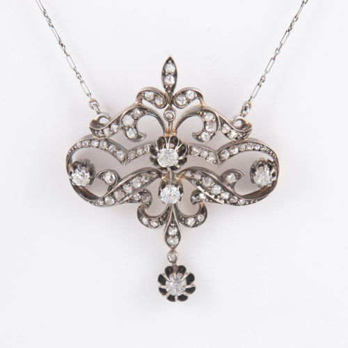 Collier PENDENTIF COLLIER DIAMANTS BELLE EPOQUE 58 Facettes