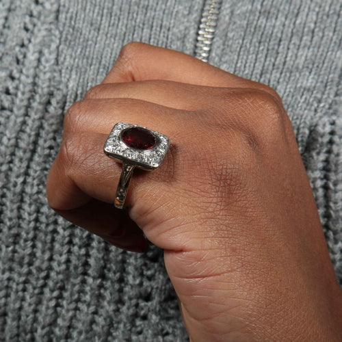 Bague 59 Bague Grenat Diamants 58 Facettes 220382