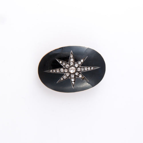 Bracelet Bracelet et broche de deuil émaillés noir Diamants 58 Facettes 1